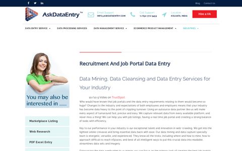 Recruitment and Job Portal Data Entry - Ask Data Entry