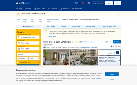 Hotel & Spa Entremares, La Manga del Mar Menor – Updated ...