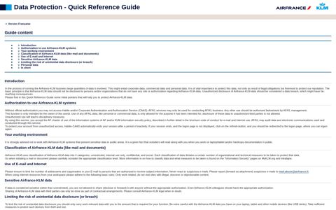 Data Protection - Quick Reference Guide - habile - KLM