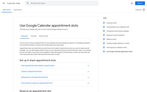 Use Google Calendar appointment slots - Computer ...