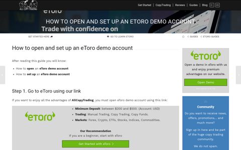 How to open and set up an eToro demo account - Copy Trading