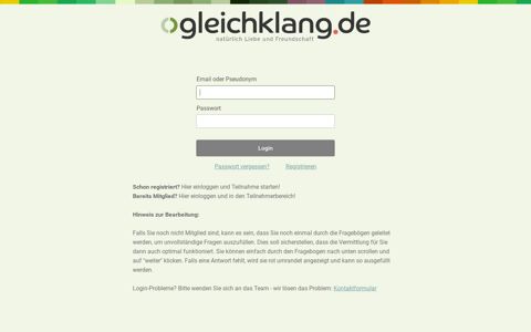 Login - Partnersuche auf gleichklang.de