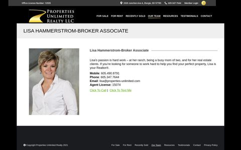 Lisa Hammerstrom | Properties Unlimited | Sturgis, SD