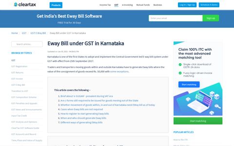 Eway Bill under GST in Karnataka - ClearTax