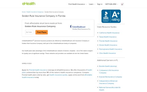 Golden Rule Insurance Company in Florida - eHealth