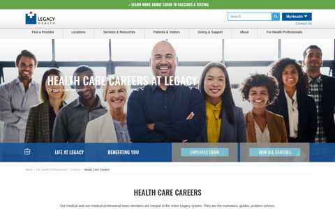 Health Care Careers | For Health Professionals | Legacy Health