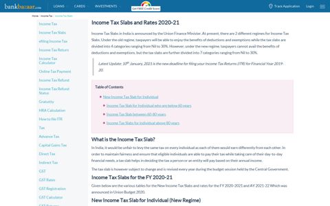 Income Tax Slabs and Rates 2020-21 - BankBazaar