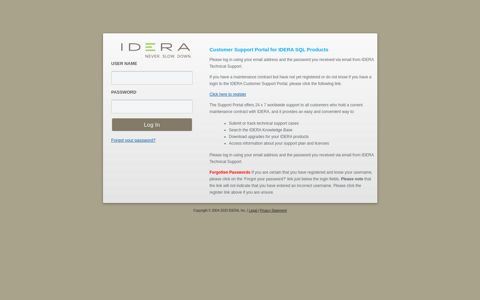 Customer Support Portal for IDERA SQL Products
