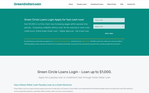 Green Circle Loans Login - Green Dollar Loan