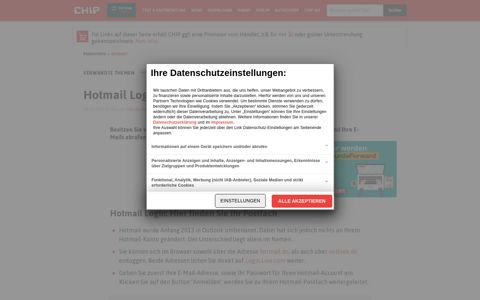 Hotmail Login - Mein Postfach - CHIP