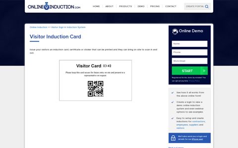 Visitor Induction Card, Certificate or Sticker