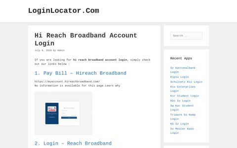 Hi Reach Broadband Account Login - LoginLocator.Com
