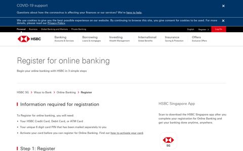 Steps on how to register for HSBC online banking | HSBC SG
