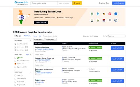 211 Finance Suvidha Kendra Jobs - November 2020 Finance ...