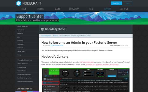 How to become an Admin in your Factorio Server - Nodecraft
