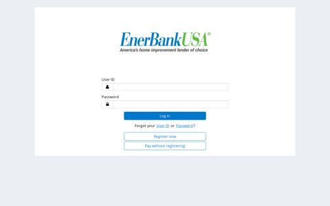 Login to the EnerBank payment portal. - Login Page