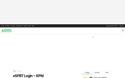 ESPBT Login - KPM - Digital Mukmin