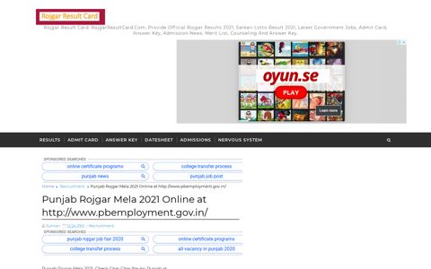 Punjab Rojgar Mela 2020-21 Online at http://www ...