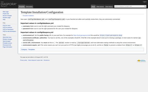 Template:Installation/Configuration - diaspora* project wiki