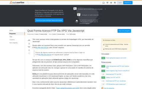 Qual Forma Acesso FTP Da XPG Via Javascript - Stack Overflow
