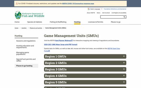 Game Management Units (GMUs) | Washington Department of ...