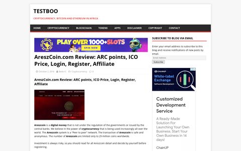 AreszCoin.com Review: ARC points, ICO Price, Login ...