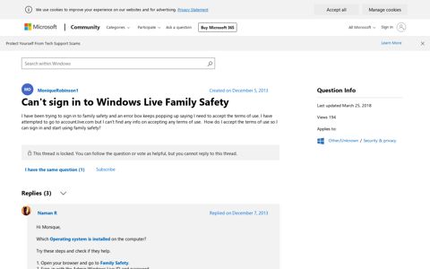 Can't sign in to Windows Live Family Safety - Microsoft ...
