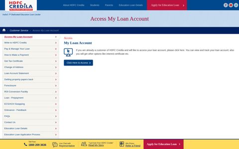 Access Your Loan Account | Customer Service HDFC Credila