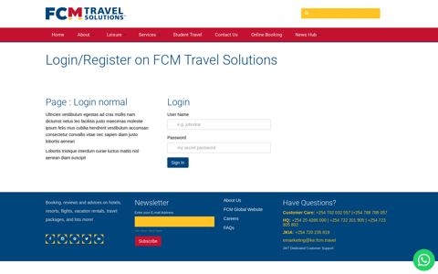Page : Login normal - FCM Travel Solutions