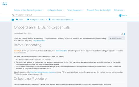 Onboard an FTD Using Credentials - Cisco Defense ...