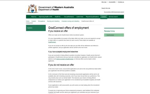 GradConnect offers of employment - WA Health