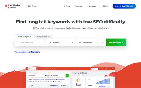 KWFinder: Keyword Research and Analysis Tool