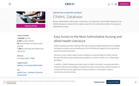 CINAHL Database | EBSCO
