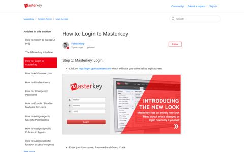 How to: Login to Masterkey – Masterkey