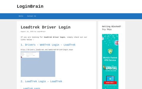 Loadtrek Driver - Drivers - Webtrek Login - Loadtrek - LoginBrain