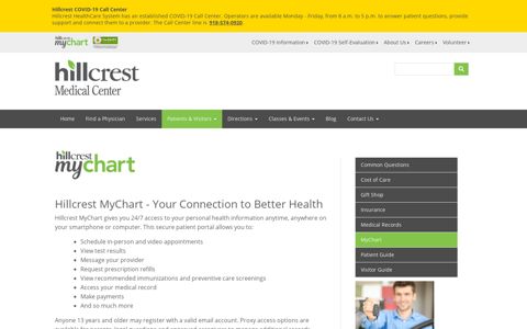MyChart | Hillcrest Medical Center in Tulsa, Oklahoma