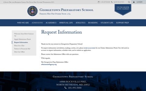 Request Information - Georgetown Preparatory School