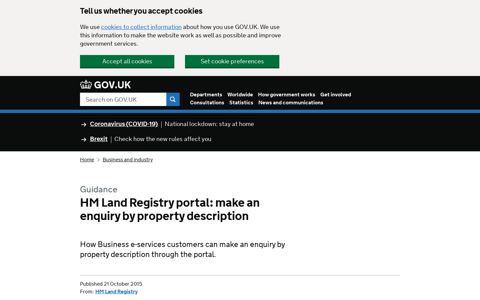 HM Land Registry portal: make an enquiry by property ...