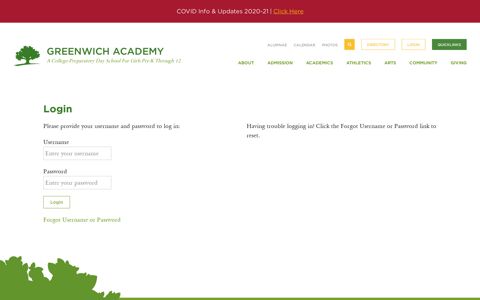 Login - Greenwich Academy