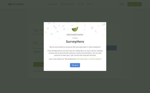 Sign In - Log in to your SurveyHero account - SurveyHero.com