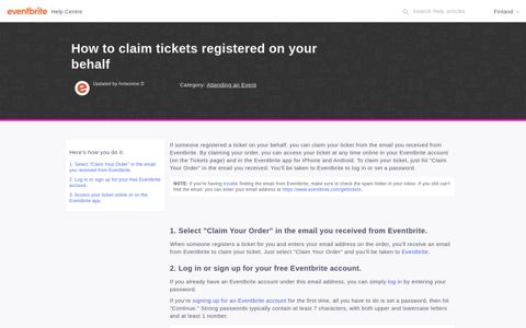 How to claim tickets registered on your behalf | Eventbrite ...