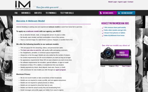 InternetModeling.com - Webcam Model Application - Webcam ...
