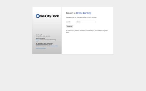 Sign in to Online Banking - Lake City Bank