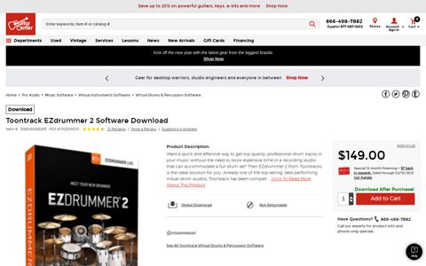 Toontrack EZdrummer 2 Software Download | Guitar Center