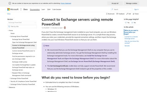 Connect to Exchange servers using remote PowerShell ...