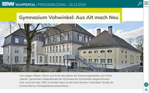 Gymnasium Vohwinkel: Aus Alt mach Neu | Wuppertal