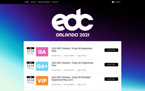 EDC Orlando - Front Gate Tickets