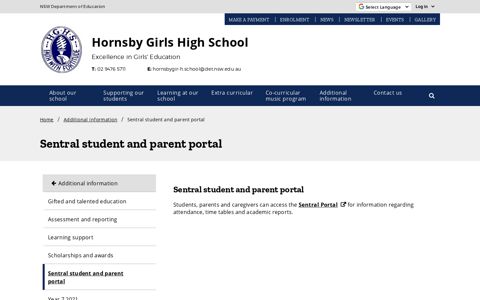 Sentral student and parent portal - Hornsby Girls High School