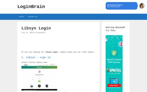 Libsyn - Libsyn - Sign In - LoginBrain