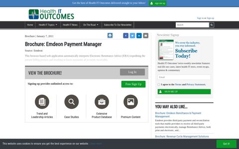 Brochure: Emdeon Payment Manager - Health IT Outcomes